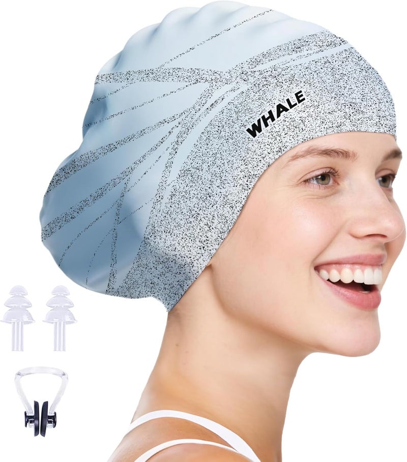 Whale Extra Large Swim Cap Designed for Men and Women with Thick, Long Hair, Hair Extensions Or Afro-Textured Hair Long-Hair Swim Cap Highly Waterproof to Keep Hair Dry - Image 1